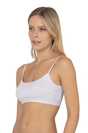 Özkan 27409 Kadın Pamuklu Likralı Çıkarılabilir Pedli Balensiz Süprem Kumaş İp Askılı Sporcu Sütyen Büstiyer