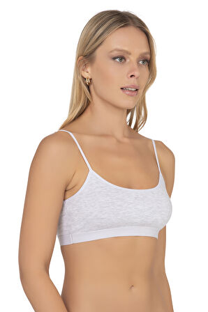 Özkan 27409 Kadın Pamuklu Likralı Çıkarılabilir Pedli Balensiz Süprem Kumaş İp Askılı Sporcu Sütyen Büstiyer