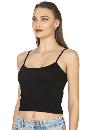 Özkan 27434 Kadın Viskon Kaşkorse Esnek Rahat Ayarlanabilir İp Askılı Crop Atlet Büstiyer