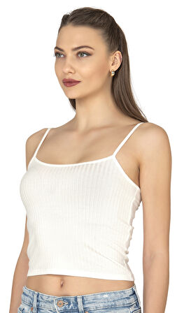 Özkan 27434 Kadın Viskon Kaşkorse Esnek Rahat Ayarlanabilir İp Askılı Crop Atlet Büstiyer