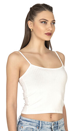 Özkan 27434 Kadın Viskon Kaşkorse Esnek Rahat Ayarlanabilir İp Askılı Crop Atlet Büstiyer