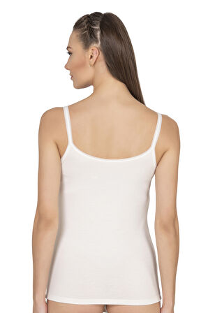 Özkan 27412 Kadın Viskon Kaşkorse Kumaş Esnek Rahat Tül Biyeli İp Askılı Atlet