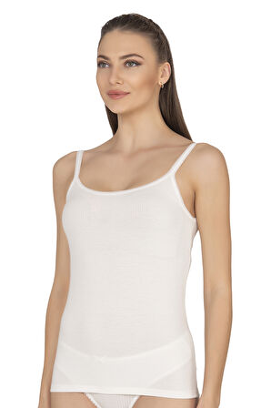 Özkan 27412 Kadın Viskon Kaşkorse Kumaş Esnek Rahat Tül Biyeli İp Askılı Atlet