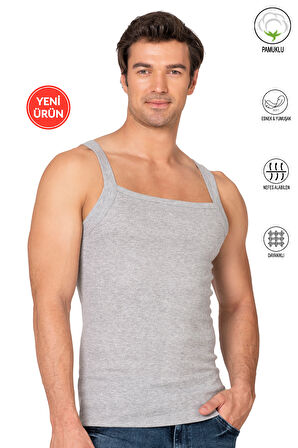 Özkan 11292 Erkek %100 Pamuklu Ribana Kumaş İnce Askılı Geniş Yaka Atlet Esnek Yumuşak