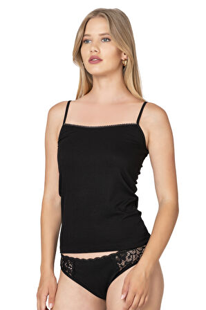 Özkan 27218 Kadın Premium Viskon Kumaş Kaşkorse Fitilli Esnek Rahat İp Askılı Atlet