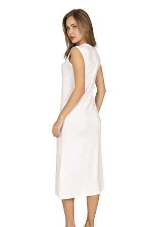 Özkan 27670 Kadın Viskon Premium Kumaş Uzun Boy Kapalı Yaka Tesettür Astar Kombinezon Sıfır Kol Elbise Jüpon