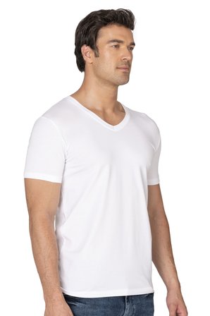 Özkan 10273 Erkek %95 Pamuklu Likralı Esnek Rahat V Yaka Kısa Kollu T-Shirt Atlet Fanila