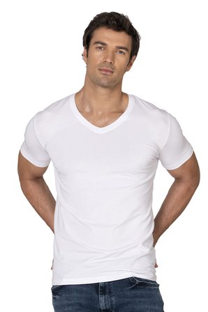 Özkan 10273 Erkek %95 Pamuklu Likralı Esnek Rahat V Yaka Kısa Kollu T-Shirt Atlet Fanila