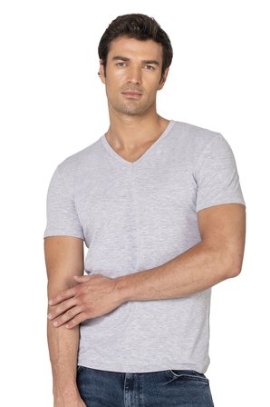 Özkan 10273 Erkek %95 Pamuklu Likralı Esnek Rahat V Yaka Kısa Kollu T-Shirt Atlet Fanila
