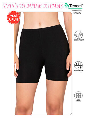 Özkan 27781 Kadın Premium Kumaş Modal Pamuklu Esnek Rahat Ara Boy Diz Üstü Kısa Tayt Şort Boxer