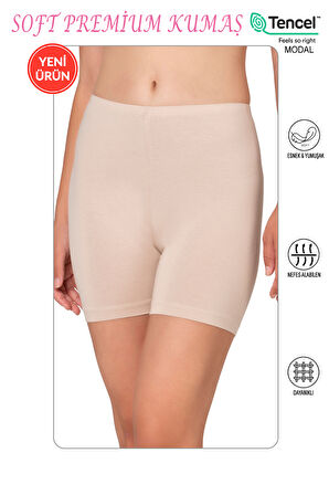 Özkan 27781 Kadın Premium Kumaş Modal Pamuklu Esnek Rahat Ara Boy Diz Üstü Kısa Tayt Şort Boxer