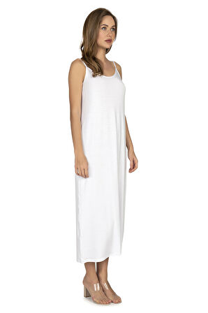 Özkan 27669 Kadın Viskon Premium Kumaş Uzun Boy İp Askılı Kombinezon Astar Elbise Jüpon