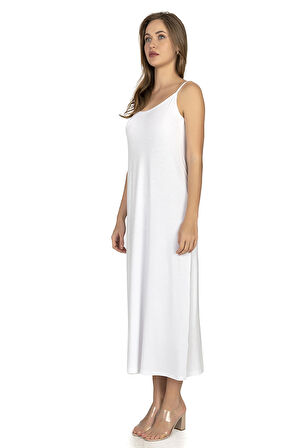 Özkan 27669 Kadın Viskon Premium Kumaş Uzun Boy İp Askılı Kombinezon Astar Elbise Jüpon