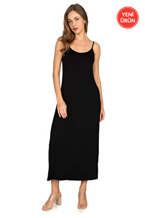 Özkan 27669 Kadın Viskon Premium Kumaş Uzun Boy İp Askılı Kombinezon Astar Elbise Jüpon