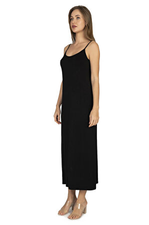 Özkan 27669 Kadın Viskon Premium Kumaş Uzun Boy İp Askılı Kombinezon Astar Elbise Jüpon