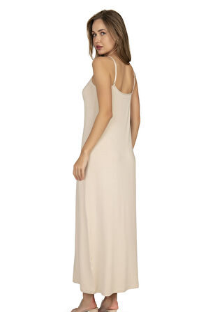 Özkan 27669 Kadın Viskon Premium Kumaş Uzun Boy İp Askılı Kombinezon Astar Elbise Jüpon