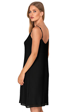 Özkan 27731 Kadın Viskon Premium Kumaş Kaşkorse Dantel Detaylı  Diz Üstü Kombinezon Elbise Astar Jüpon