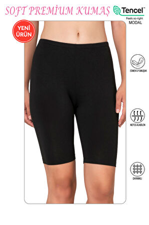 Özkan 27780 Kadın Premium Kumaş Modal Pamuklu Esnek Rahat Diz Üstü Toparlayıcı Yüksek Bel Kısa Tayt