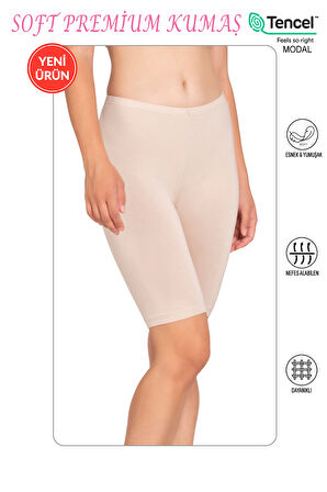 Özkan 27780 Kadın Premium Kumaş Modal Pamuklu Esnek Rahat Diz Üstü Toparlayıcı Yüksek Bel Kısa Tayt