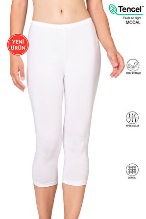 Özkan 27778 Kadın Premium Kumaş Modal Pamuklu Diz Altı Düz Kapri Tayt Esnek Rahat Yumuşak