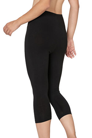 Özkan 27778 Kadın Premium Kumaş Modal Pamuklu Diz Altı Düz Kapri Tayt Esnek Rahat Yumuşak