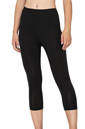 Özkan 27778 Kadın Premium Kumaş Modal Pamuklu Diz Altı Düz Kapri Tayt Esnek Rahat Yumuşak