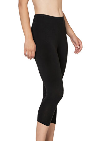 Özkan 27778 Kadın Premium Kumaş Modal Pamuklu Diz Altı Düz Kapri Tayt Esnek Rahat Yumuşak