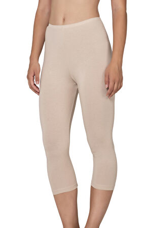 Özkan 27778 Kadın Premium Kumaş Modal Pamuklu Diz Altı Düz Kapri Tayt Esnek Rahat Yumuşak