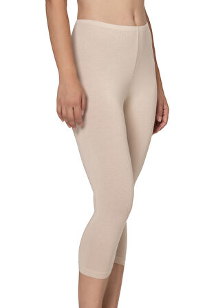 Özkan 27778 Kadın Premium Kumaş Modal Pamuklu Diz Altı Düz Kapri Tayt Esnek Rahat Yumuşak