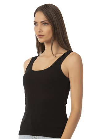 Özkan 26815 Kadın Soft Pamuklu Kaşkorse Fitilli Esnek Rahat Kalın Askılı Örme Atlet Bluz