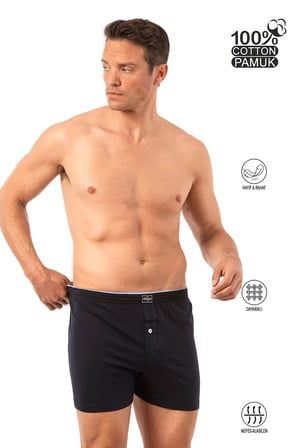 Özkan 0041 Erkek  Pamuklu Şardonlu Klasik Rahat Kesim Havlu Bel Süprem Penye Boxer