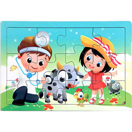 Ahşap Eğitici Puzzle 12 Parça