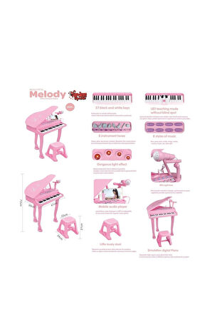 Vardem 37 Tuş Büyük Piyano MP3 Ve Mikrofonlu Pembe ( BAO-1403 )