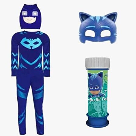 Pj Masks Çocuk Kostümü - PijaMaskeliler Kedi Çocuk Kostüm - Tulum + Maske Set