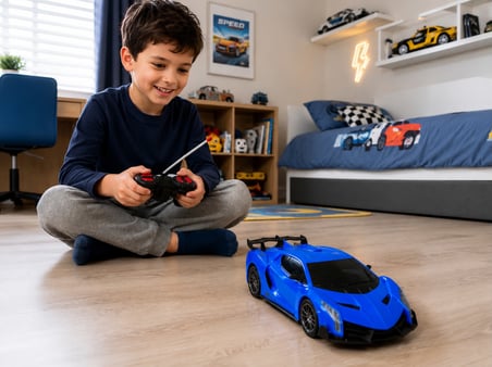 Uzaktan Kumandalı Işıkılı Mavi Spor Araba