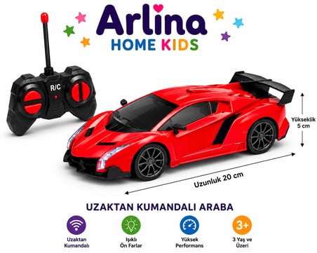 Uzaktan Kumandalı  Işıklı Kırmızı Spor Araba 