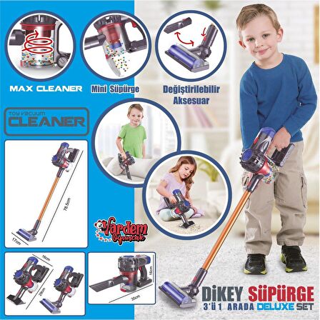 HUA-1009 Oyuncak 3 IN 1 Dikey Elektrik Süpürgesi -Vardem