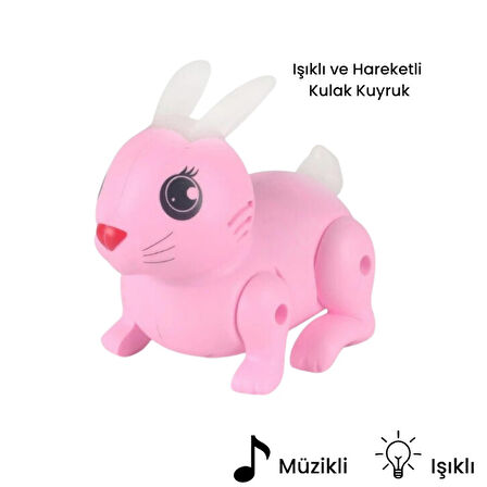 Pilli Tavşan Figür - Sesli Hareketli - 99777-1 - Pembe