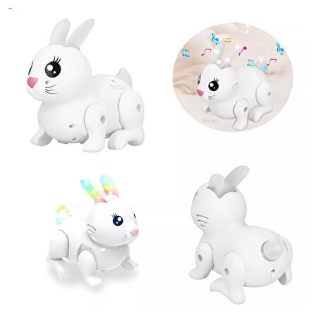 Pilli Tavşan Figür - Sesli Hareketli - 99777-1 - Beyaz