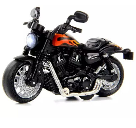 Çek Bırak1:14 Die-Cast Clasic Motosiklet - Alev Desenli