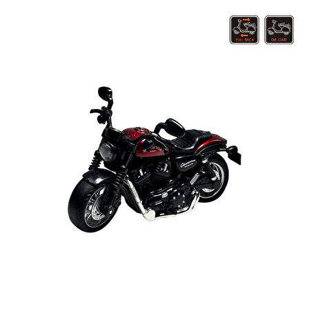 Çek Bırak1:14 Die-Cast Clasic Motosiklet - Kırmızı