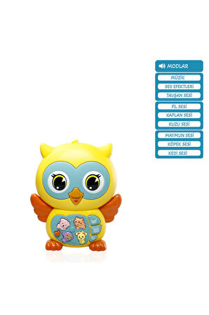 Oyuncak Işıklı ve Sesli Müzikli Baykuş Bebek Piyanosu Sarı VR-855-102A