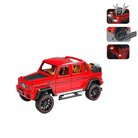 Vardem Çek Bırak 1:22 Sesli ve Işıklı Jeep Kırmızı