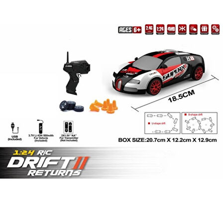 Uzaktan Kumandalı Şarjlı Drift Araba 1:24 - Beyaz-Kırmızı