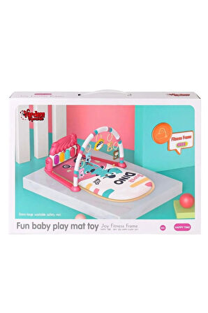 Vardem Piyanolu Dinozor Gökkuşağı Bebek Oyun Halısı ( BIB-698-80 ) Pudra