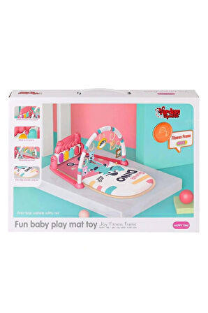 Vardem Piyanolu Dinozor Gökkuşağı Bebek Oyun Halısı ( BIB-698-80 ) Pudra