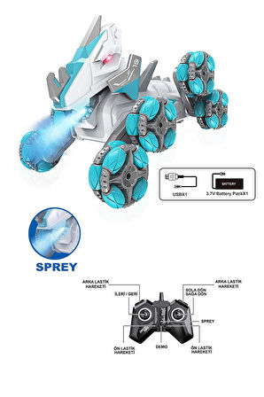 Kumandalı Şarjlı Buhar Çıkaran 8 Teker Dinozor Araba: Jurassic Heyecanı Tekerleklerde!