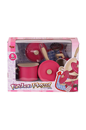 Vardem 8 Parça Pembe Emaye Tencere Tava Seti 1818-6A