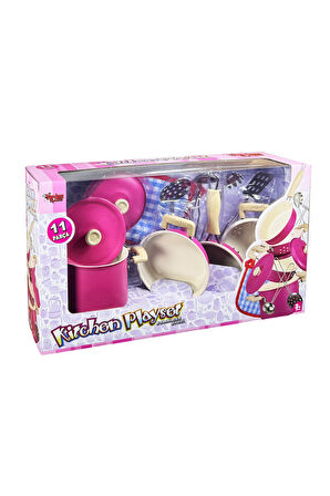 Vardem 11 Parça Pembe Emaye Tencere Tava Seti 3815-6A