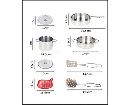 Oyuncak 11 Parça Çelik Tencere Tava Seti